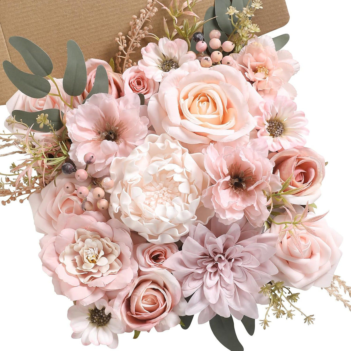 Artificial Flowers Combo Box Set Pink Flowers Silk Fake Roses with Stems for DIY Wedding Bouquets,Floral Arrangement,Table Centerpieces,Baby Shower, Home Decor