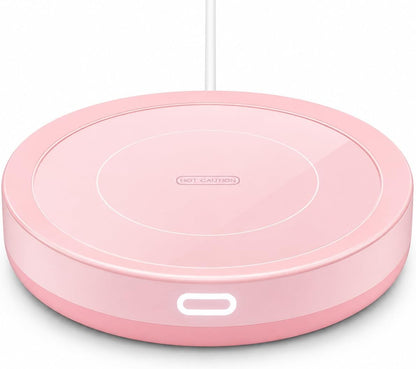 Smart Coffee Warmer, Auto On/Off Gravity-Induction Mug Warmer for Office Desk Use, Candle Wax Cup Warmer Heating Plate (Up to 131F/55C) (Pink)