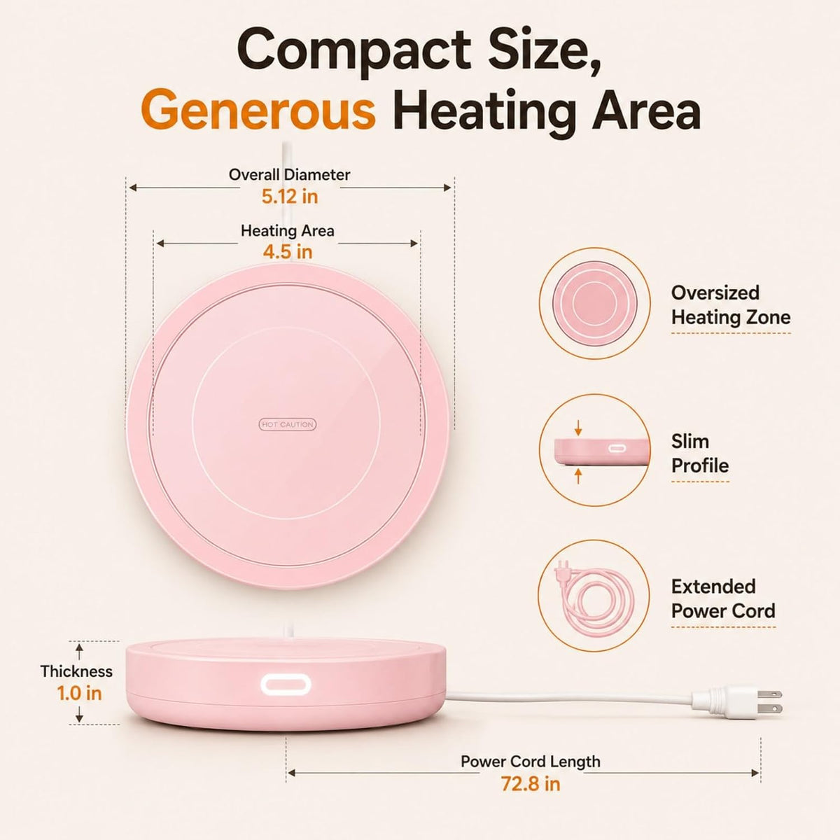 Smart Coffee Warmer, Auto On/Off Gravity-Induction Mug Warmer for Office Desk Use, Candle Wax Cup Warmer Heating Plate (Up to 131F/55C) (Pink)