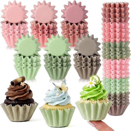 Sage Moss Green Dusty Pink Mini Size Bulk Grease Resistant Cupcake Liners