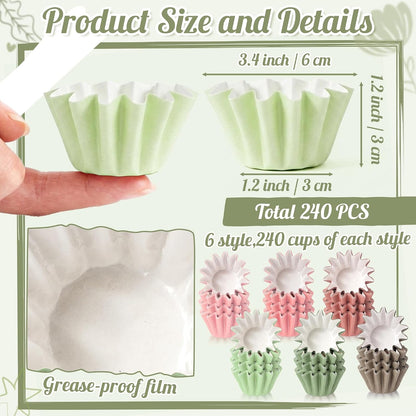 Sage Moss Green Dusty Pink Mini Size Bulk Grease Resistant Cupcake Liners