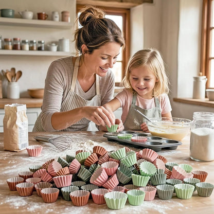 Sage Moss Green Dusty Pink Mini Size Bulk Grease Resistant Cupcake Liners