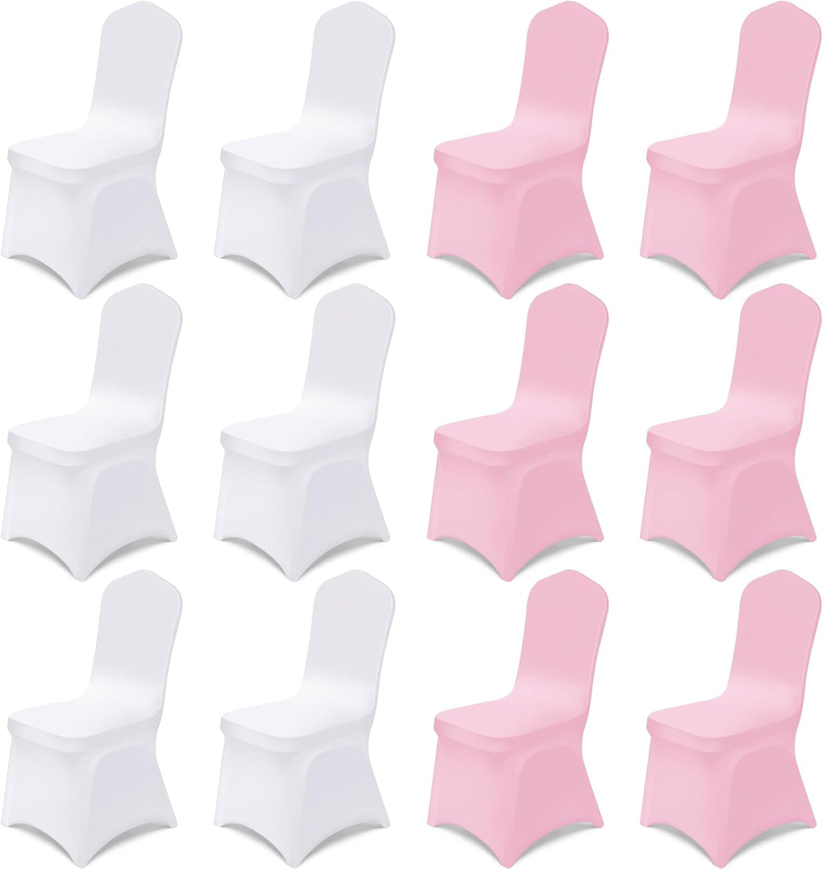 12 Pcs Pink and White Folding Chair Covers for Party Decoration