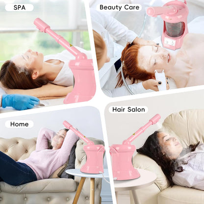 Facial Steamer Nano Ionic Face Steamer with Extendable Arm, Portable Face Steamer for Facial Deep Cleaning, Steamer for Facial for Personal Care at Home or Salon（Pink）