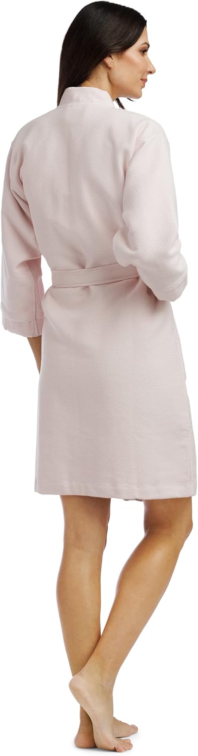 Women's Waffle Kimono Resort Spa Robe; Above Knee Length