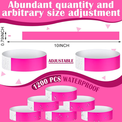 1200 Pack Paper Wristbands,Pink