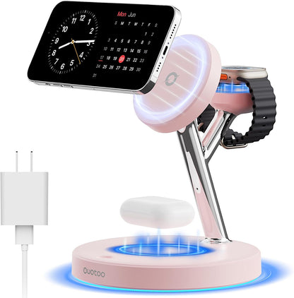 3 in 1 Mag-Safe Wireless Charger Stand for iPhone Apple Watch AirPods