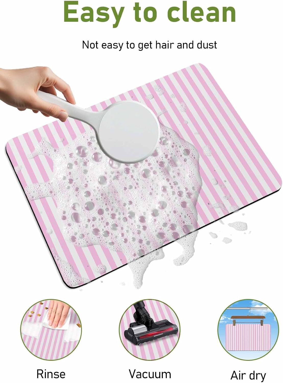 Pink White Stripe Bath Mat for Tub,Modern Minimalist Geometric Striped Non Slip Bathroom Floor Runner Rug Quick Dry & Absorbent Diatomaceous Earth Shower Sink Bedroom Kitchen Doormat 16"x24"
