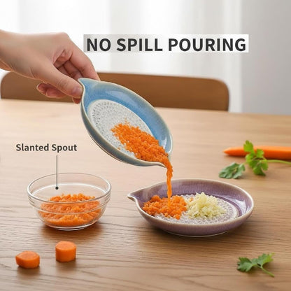 Premium Ceramic Garlic Grater Plate | Non-Slip Gradient Dish with Spout | Versatile Tool for Grating Garlic, Ginger, Cheese, Chocolate, Fruits & Vegetables | Kitchen Essential (Pink)