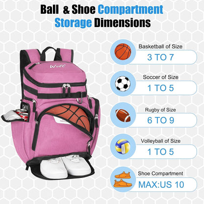 Basketball Backpack, Basketball Bag for Men with Shoes Compartment, Sports Backpack for Baseball, Soccer, Football