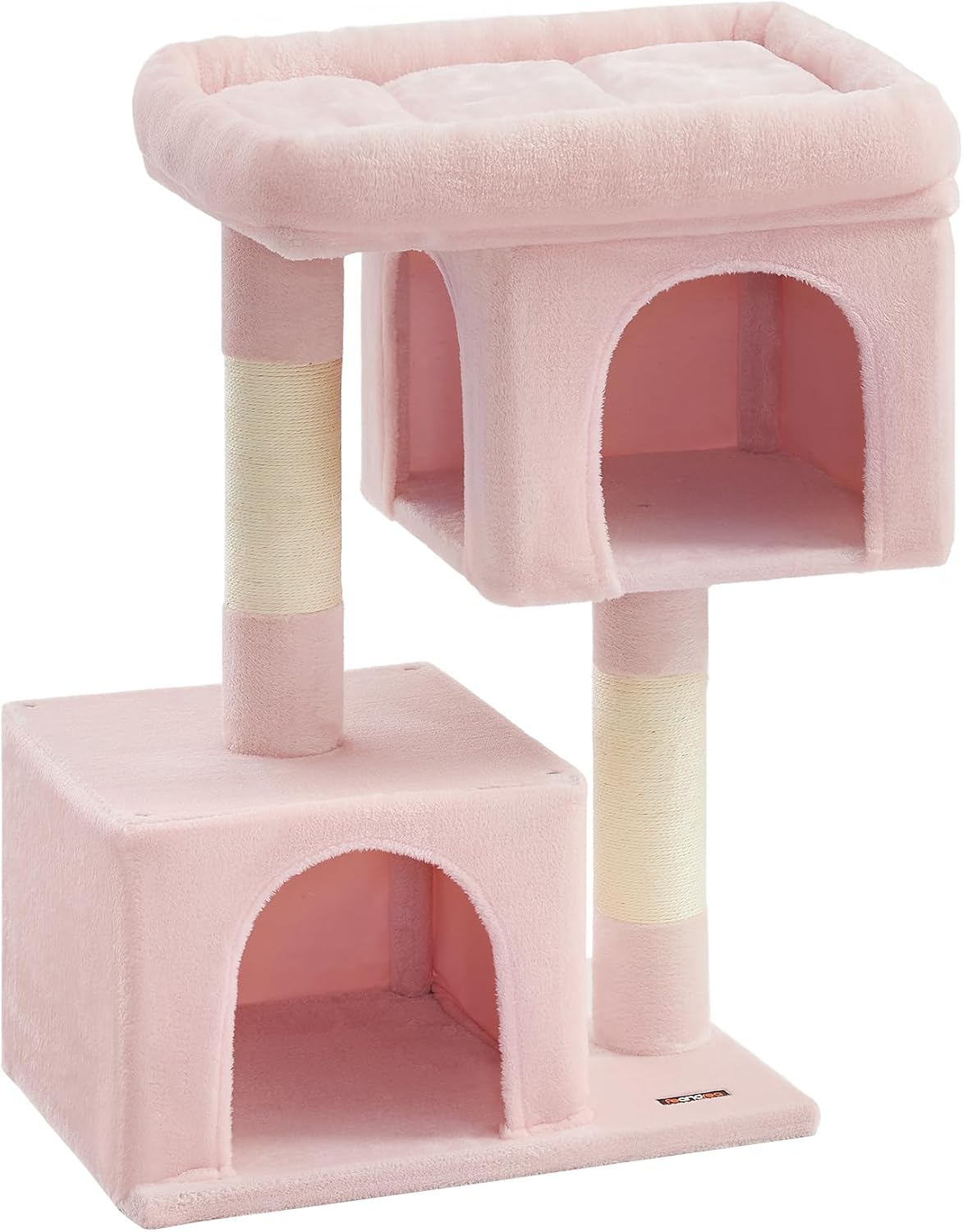 Feandrea Cat Tree, 40.6-Inch Tall Cat Tower, Cute Plush Condo, Jelly Pink
