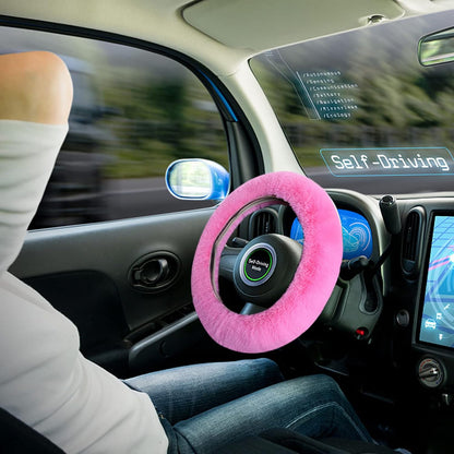 7PCS Set car Interior Aesthetic Accessories, Fluffy 15 inch Steering Wheel Cover, armrest pad, seat Belt Cover,Gear Shift Cover, Fit Girly car Accessories for Women.