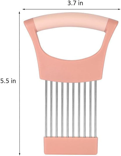 Onion Holder Lemon Slicer Cutter for Food & Veggies, Vegetable Chopper Assistant Tool for Meat, Potato & Tomato (Pink, 1PCS)