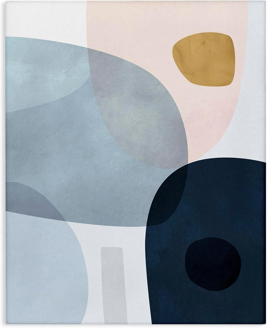 'Mod Shapes Slate Blue Navy and Peach'| Canvas Art