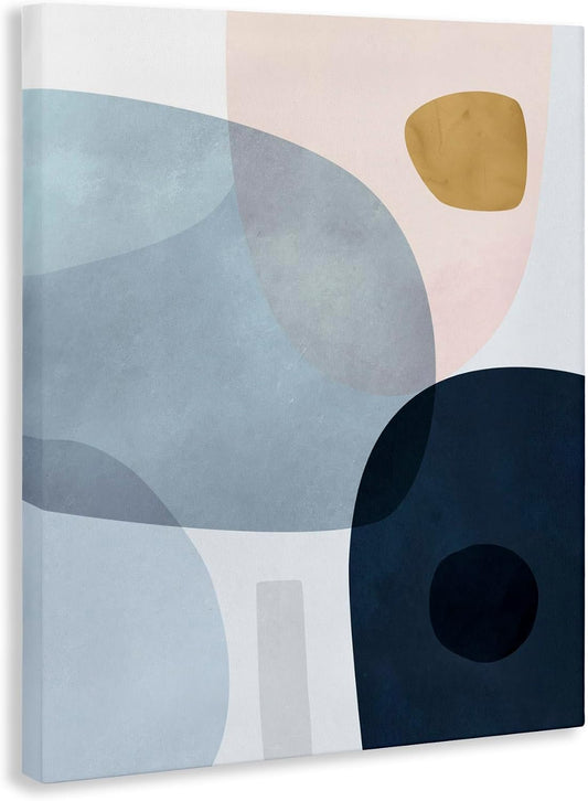 'Mod Shapes Slate Blue Navy and Peach'| Canvas Art