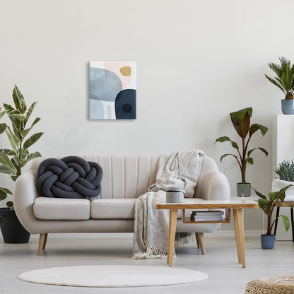 'Mod Shapes Slate Blue Navy and Peach'| Canvas Art
