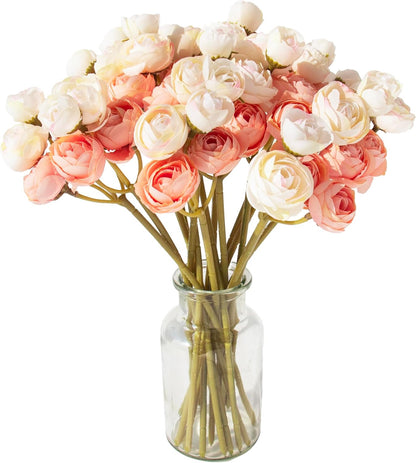 18 Pcs Artificial Silk Rose Flowers Bouquet, Pink