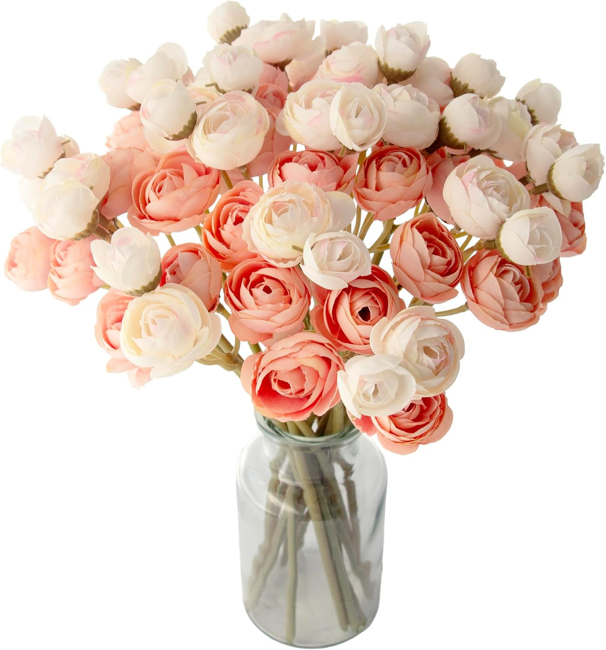 18 Pcs Artificial Silk Rose Flowers Bouquet, Pink