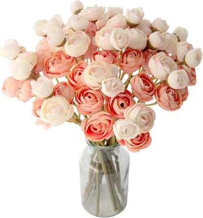 18 Pcs Artificial Silk Rose Flowers Bouquet, Pink