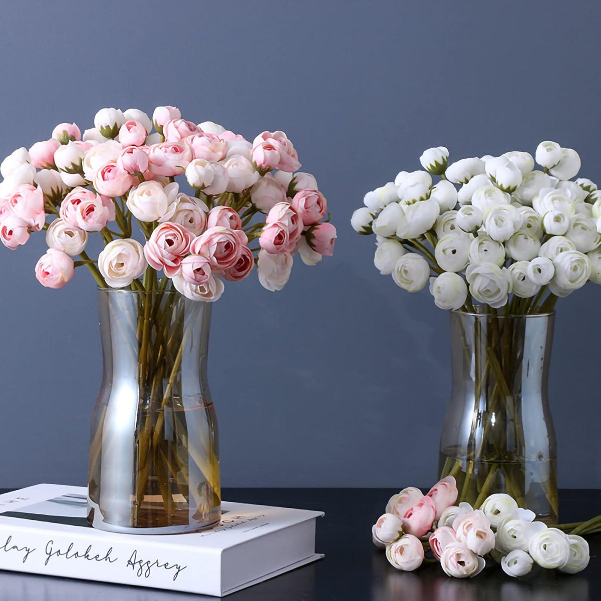 18 Pcs Artificial Silk Rose Flowers Bouquet, Pink