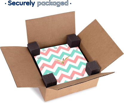 Wall Clock Silent - 10 inch - Coral Pink and Turquoise Chevron Zig zag Pattern - Teal Zigzag Stripes - Chevron Patterns