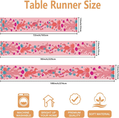 Cactus Floral Table Runner, Peach Desert Style Tropical Bohemian Kitchen Dining Decor for Home Family Gatherings Summer Party Supplies 13x72 Inch