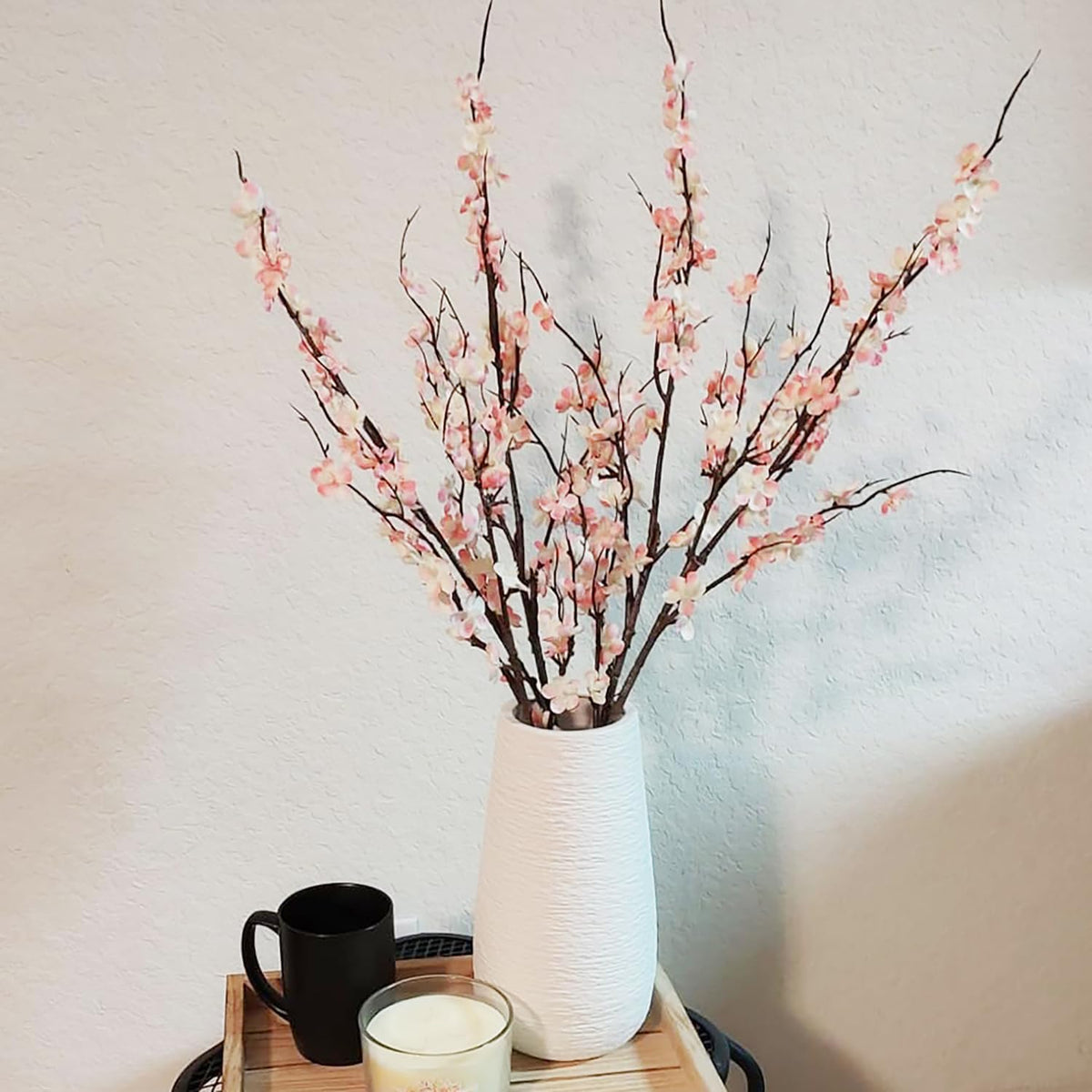 5Pcs Silk Cherry Blossom Branches 39'' Artificial Flowers Faux Cherry Blossom Stems for Vase Summer Spring Wedding Decor (5, Pink)