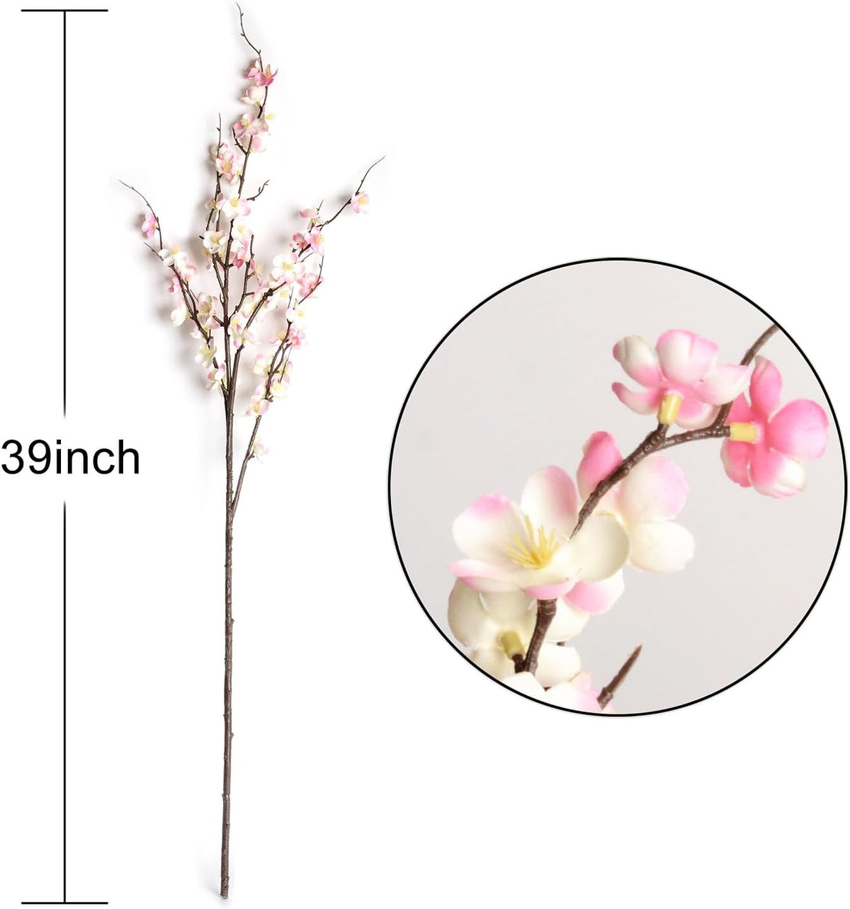 5Pcs Silk Cherry Blossom Branches 39'' Artificial Flowers Faux Cherry Blossom Stems for Vase Summer Spring Wedding Decor (5, Pink)