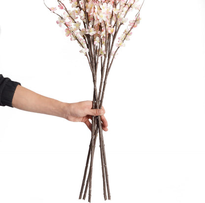 5Pcs Silk Cherry Blossom Branches 39'' Artificial Flowers Faux Cherry Blossom Stems for Vase Summer Spring Wedding Decor (5, Pink)