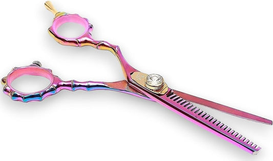 Left-Handed 5.5" Razor Edge Barber Hair Scissors - Pink Titanium Coated