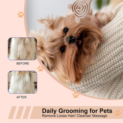 Cat-Ear Design Puppy Brush, Gentle Soft-Bristle Small Dogs Plastic Detangling Grooming Tool, Fit for Yorkie Shih Tzu Maltese Maltipoo (Light Pink)