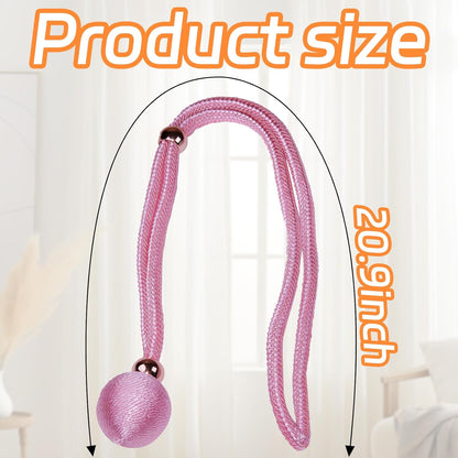Curtain Tiebacks Decorative Holdbacks with Ball, 4 Pack Simple and Elegant Handmade Tie Backs for Modern Drapes, Wedding Party, Home Office (Pink)