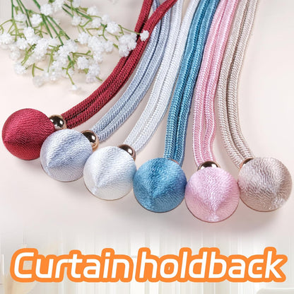 Curtain Tiebacks Decorative Holdbacks with Ball, 4 Pack Simple and Elegant Handmade Tie Backs for Modern Drapes, Wedding Party, Home Office (Pink)