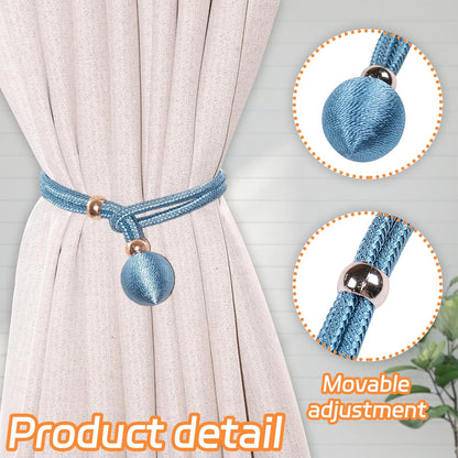 Curtain Tiebacks Decorative Holdbacks with Ball, 4 Pack Simple and Elegant Handmade Tie Backs for Modern Drapes, Wedding Party, Home Office (Pink)