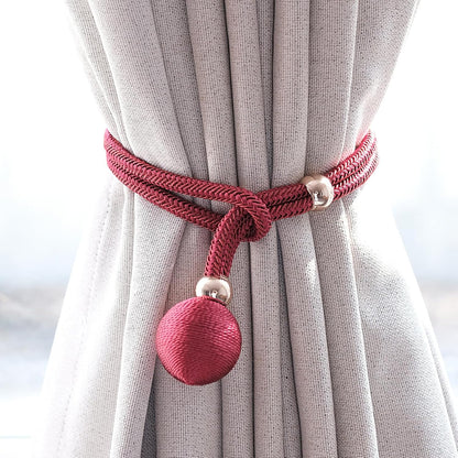 Curtain Tiebacks Decorative Holdbacks with Ball, 4 Pack Simple and Elegant Handmade Tie Backs for Modern Drapes, Wedding Party, Home Office (Pink)