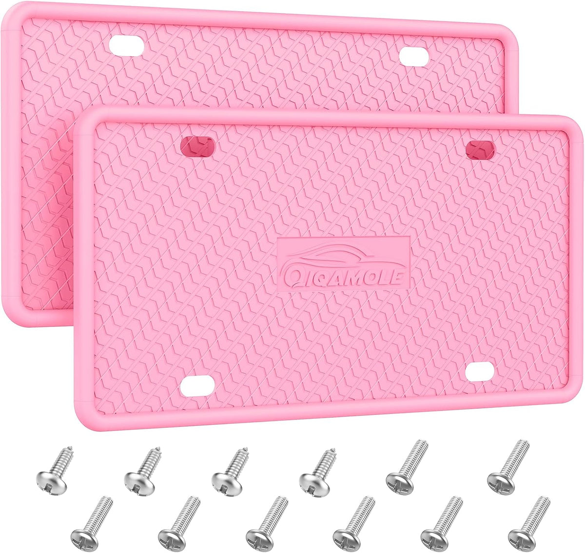 Silicone License Plate Frames, License Plate Holder for US CA Cars, Silicone Car Plate Cover Rustproof & Rattle Proof & Weatherproof Car Accessories (Pink 2 Pack)