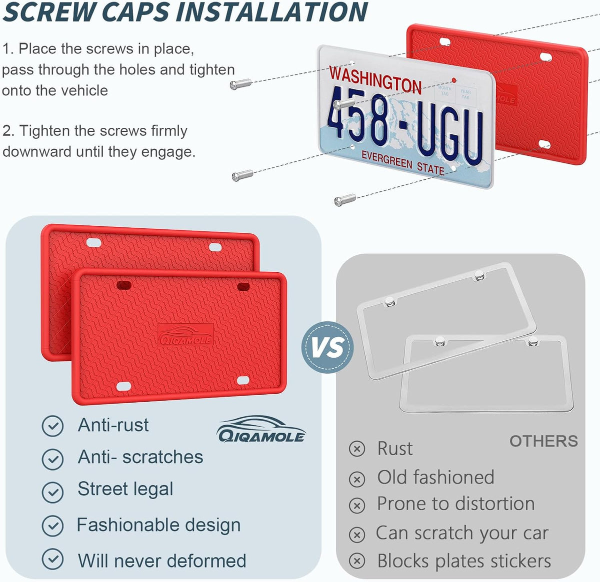 Silicone License Plate Frames, License Plate Holder for US CA Cars, Silicone Car Plate Cover Rustproof & Rattle Proof & Weatherproof Car Accessories (Pink 2 Pack)