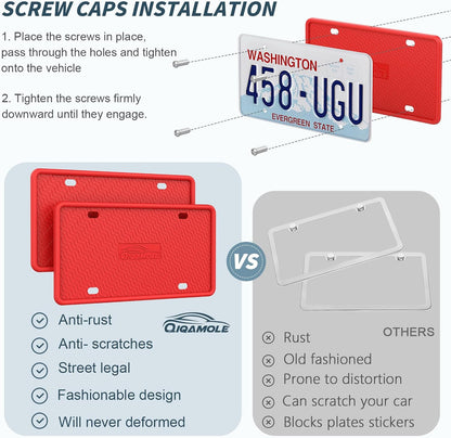 Silicone License Plate Frames, License Plate Holder for US CA Cars, Silicone Car Plate Cover Rustproof & Rattle Proof & Weatherproof Car Accessories (Pink 2 Pack)