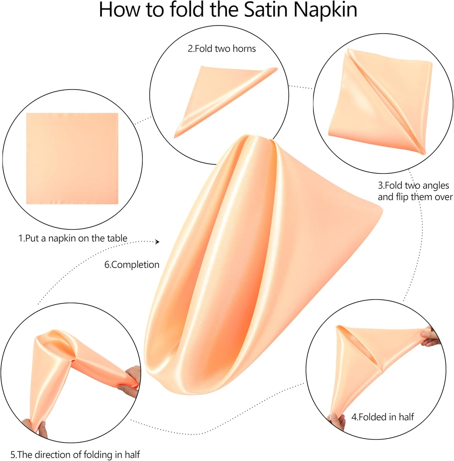 16 Pack Square Satin Dinner Napkins, 17x17 Inches Silky Soft Smooth Table Cloth Napkins for Restaurant Weddings Banquet Party Decoration, Peach