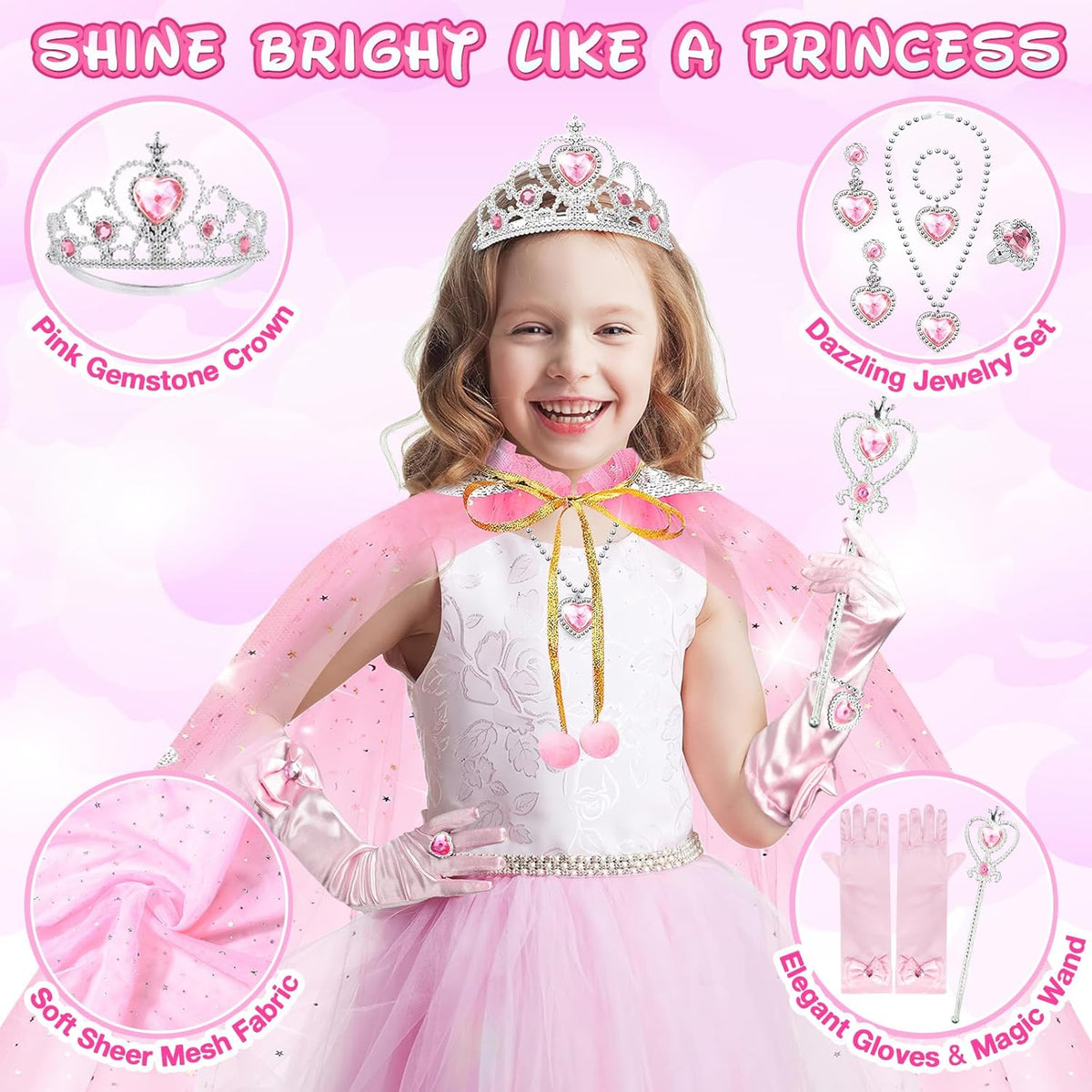 Tea Party Set for Little Girls, 63PCS Pretend Play Toys & Princess Dress Up