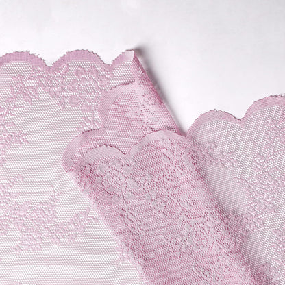 Pink Lace Sheer Curtains for Bedroom 55 x 54 Inch Farmhouse French Floral Rose Lace Curtain Panels Durable Flower Embeoidered Window Treatment Drapes for Living Room Bedroom Holiday, Set of 2