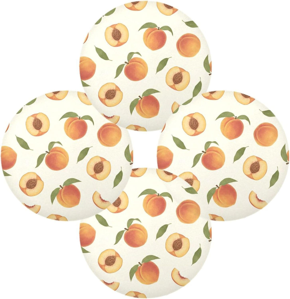 15 inch Peaches Pattern Round Placemats 4 PCS Non Slip Heat Resistant Table Mats for Kitchen Dining Party Table Indoors & Outdoors Decor