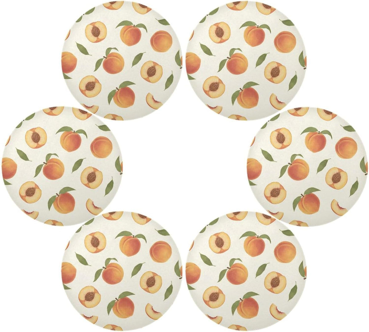 15 inch Peaches Pattern Round Placemats 4 PCS Non Slip Heat Resistant Table Mats for Kitchen Dining Party Table Indoors & Outdoors Decor