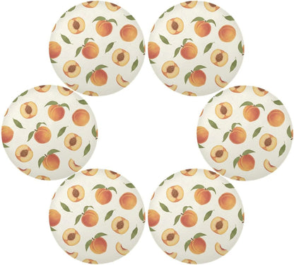 15 inch Peaches Pattern Round Placemats 4 PCS Non Slip Heat Resistant Table Mats for Kitchen Dining Party Table Indoors & Outdoors Decor