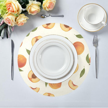 15 inch Peaches Pattern Round Placemats 4 PCS Non Slip Heat Resistant Table Mats for Kitchen Dining Party Table Indoors & Outdoors Decor