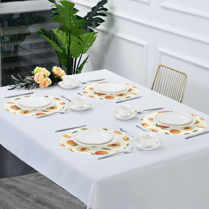 15 inch Peaches Pattern Round Placemats 4 PCS Non Slip Heat Resistant Table Mats for Kitchen Dining Party Table Indoors & Outdoors Decor