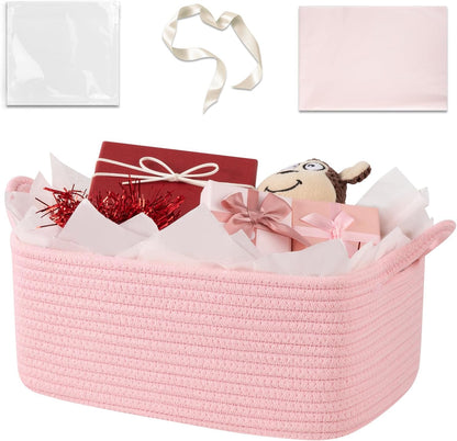 Gift Basket Empty with Handle, Small Woven Baskets for Gifts Empty