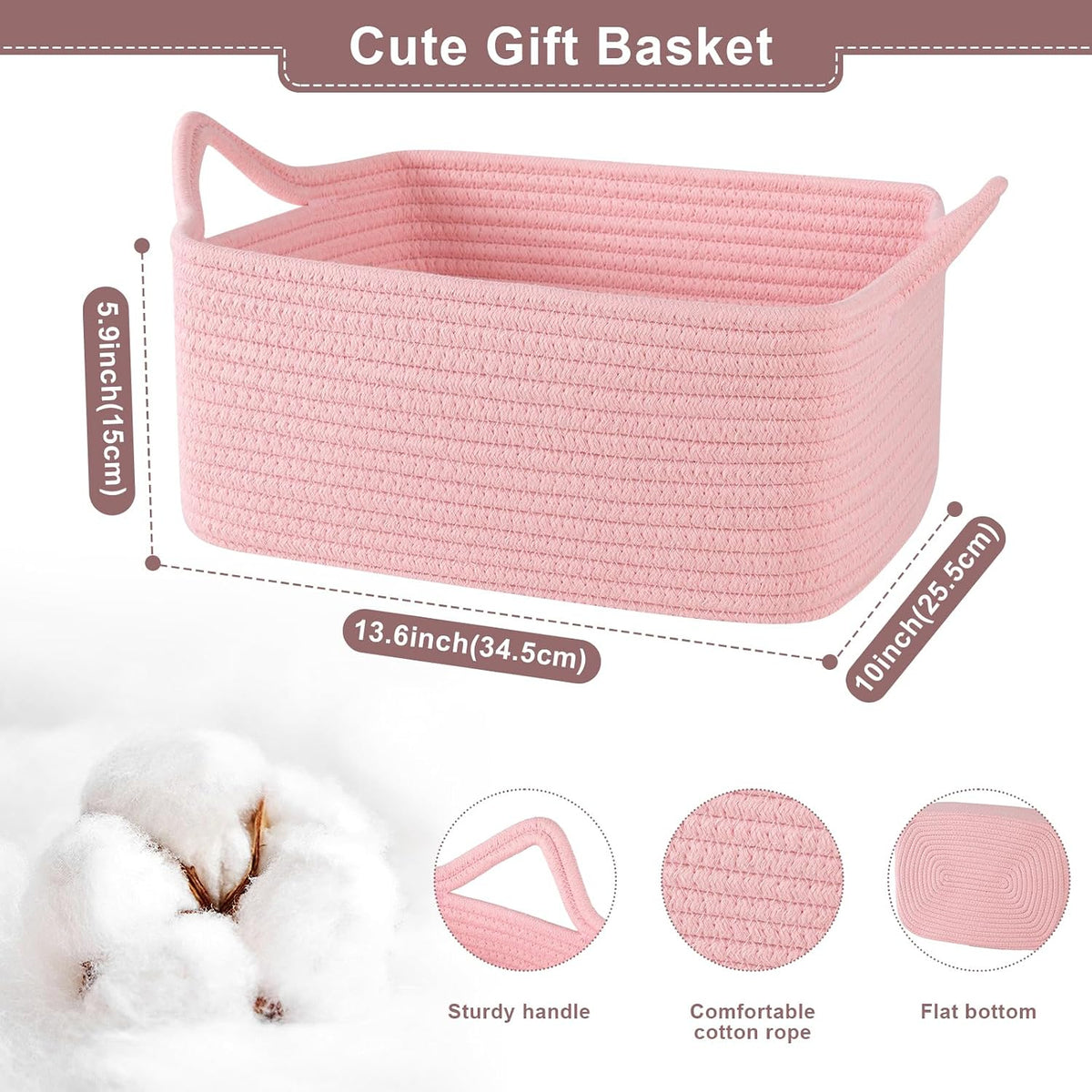 Gift Basket Empty with Handle, Small Woven Baskets for Gifts Empty