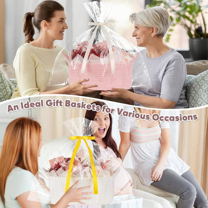 Gift Basket Empty with Handle, Small Woven Baskets for Gifts Empty