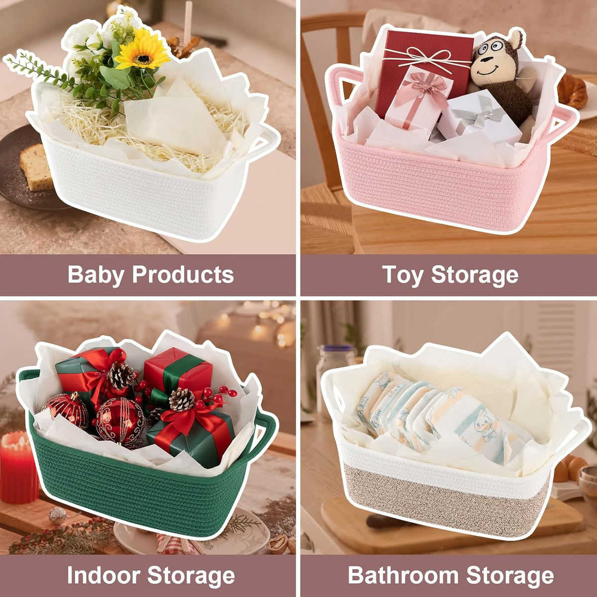 Gift Basket Empty with Handle, Small Woven Baskets for Gifts Empty